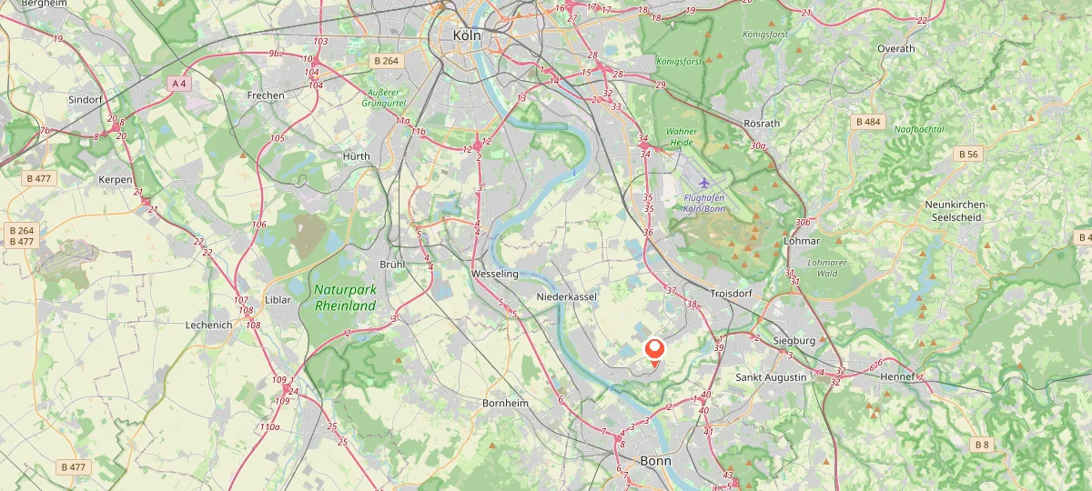 Karte mit dem Standort des BIQS-Büros in Troisdorf